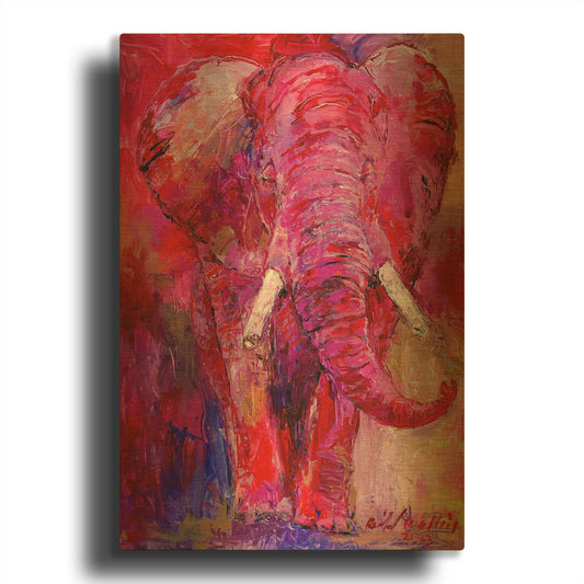 'Pink Elephant' By Richard Wallich Gold Metal Wall Art