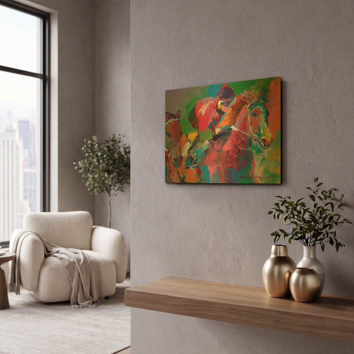 'Race 4' By Richard Wallich Gold Metal Wall Art