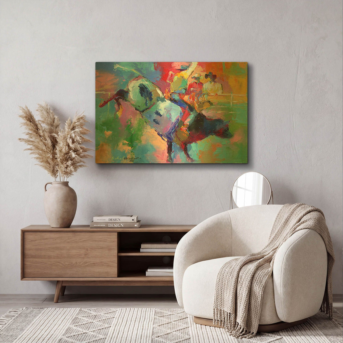 'Bull Riding' By Richard Wallich Gold Metal Wall Art