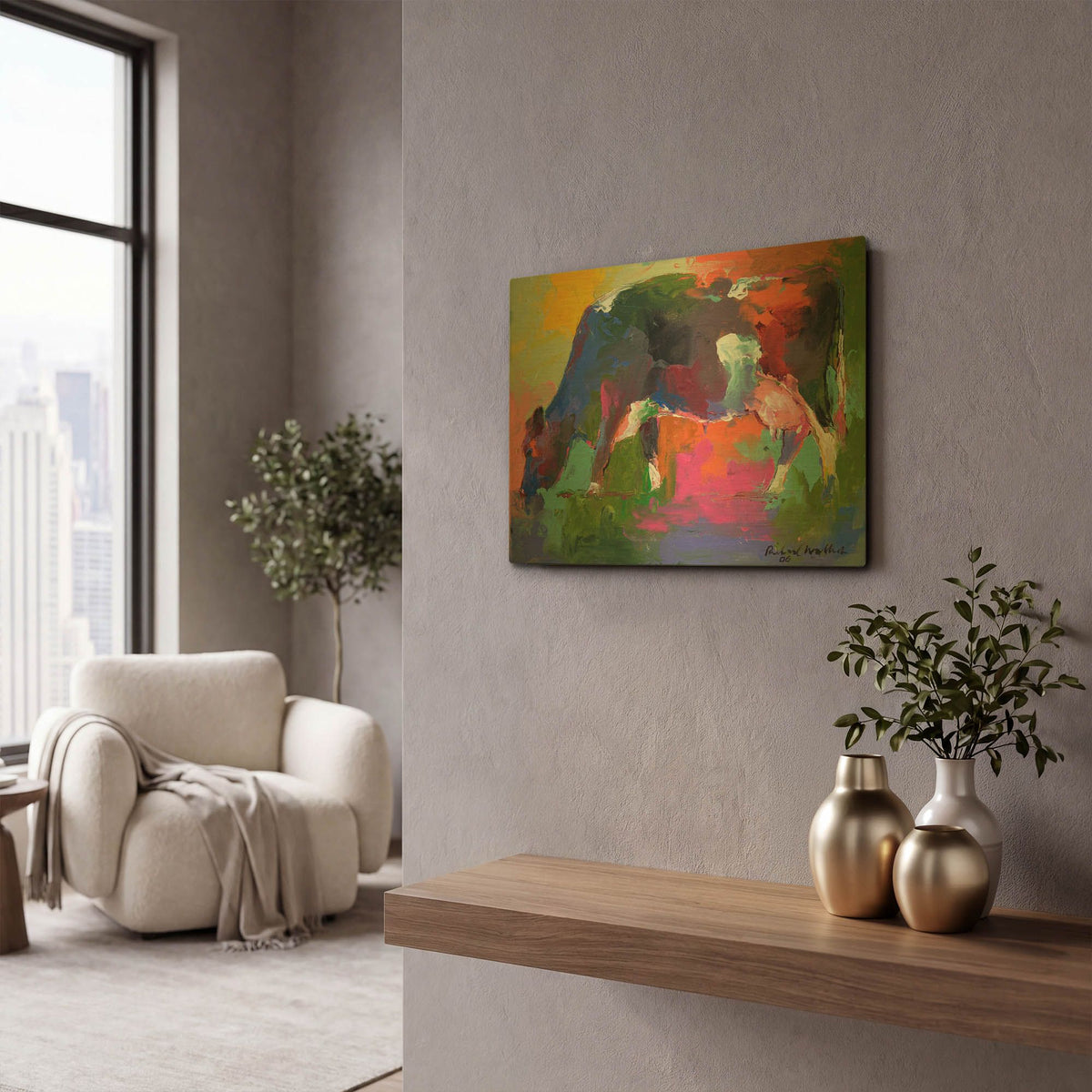 'Cow 2' By Richard Wallich Gold Metal Wall Art