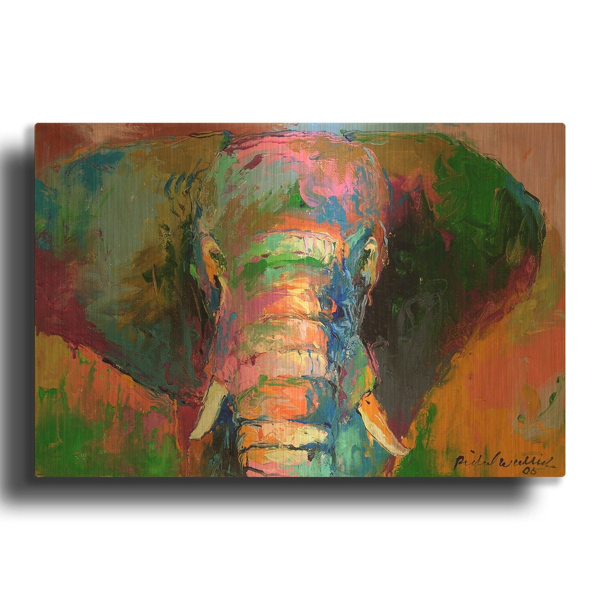 'Elephant 2' By Richard Wallich Gold Metal Wall Art