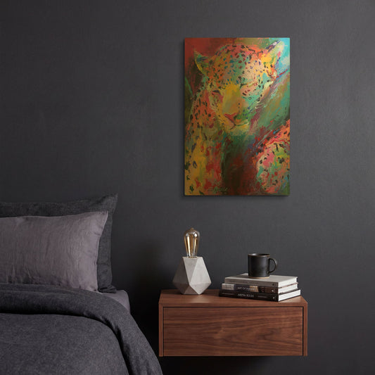 'Leopard 3' By Richard Wallich Gold Metal Wall Art