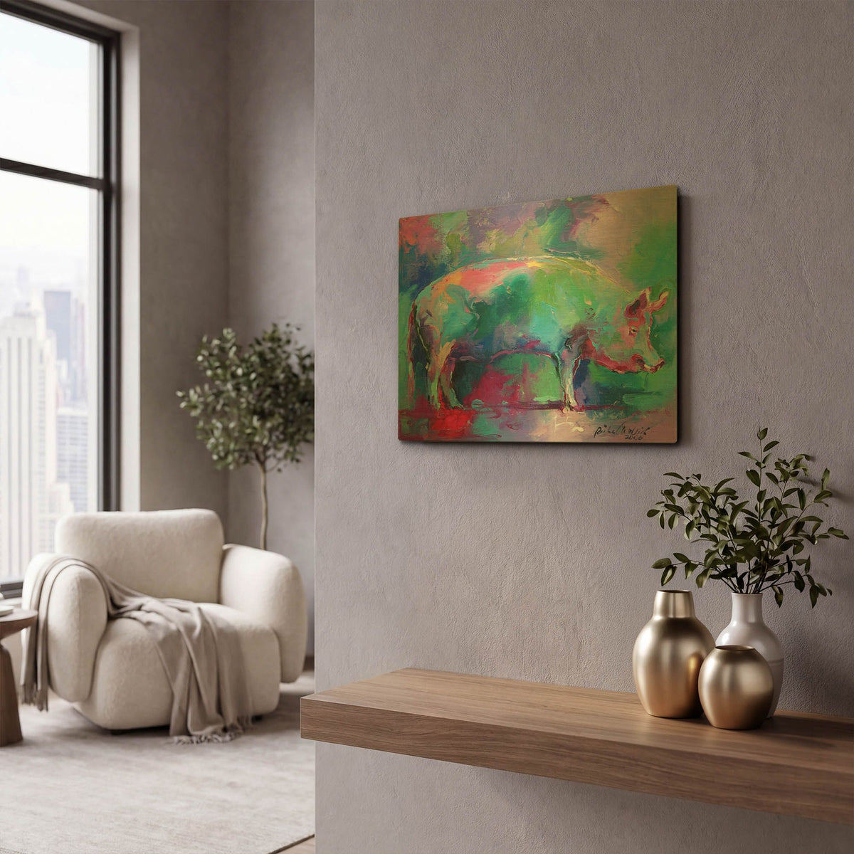 'Pig' By Richard Wallich Gold Metal Wall Art