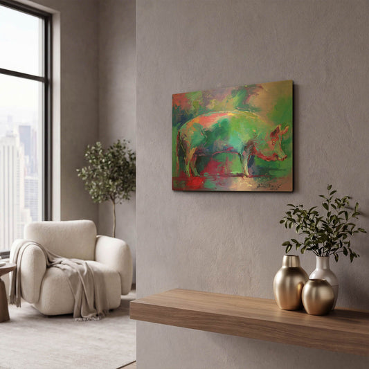 'Pig' By Richard Wallich Gold Metal Wall Art