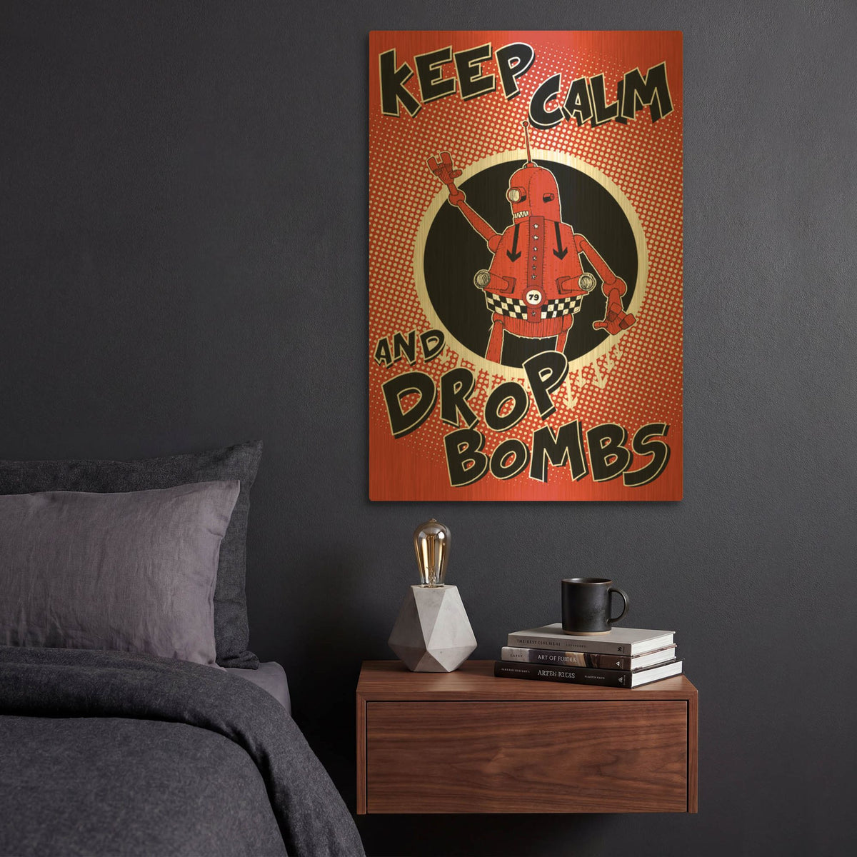 'Drop Bombs' By Craig Snodgrass Gold Metal Wall Art