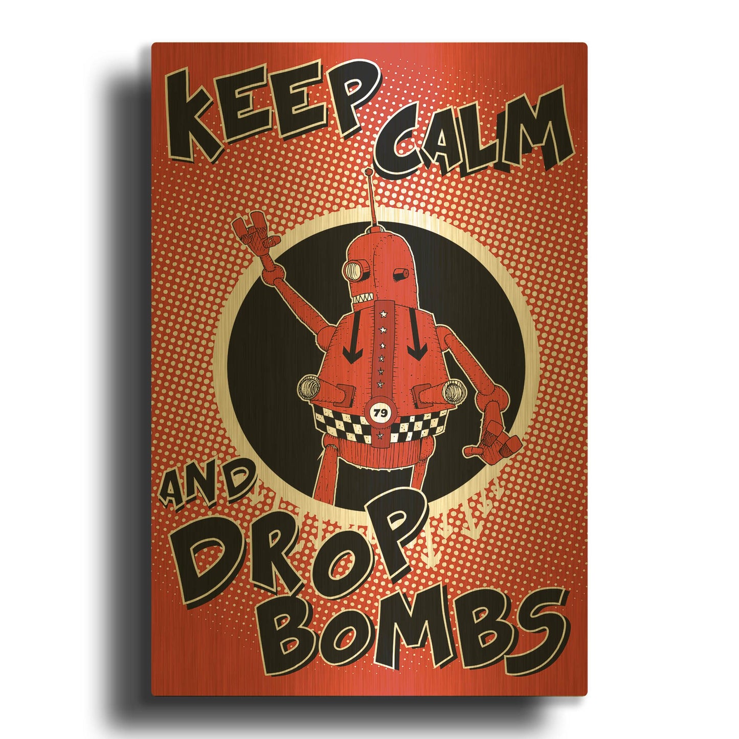 'Drop Bombs' By Craig Snodgrass Gold Metal Wall Art