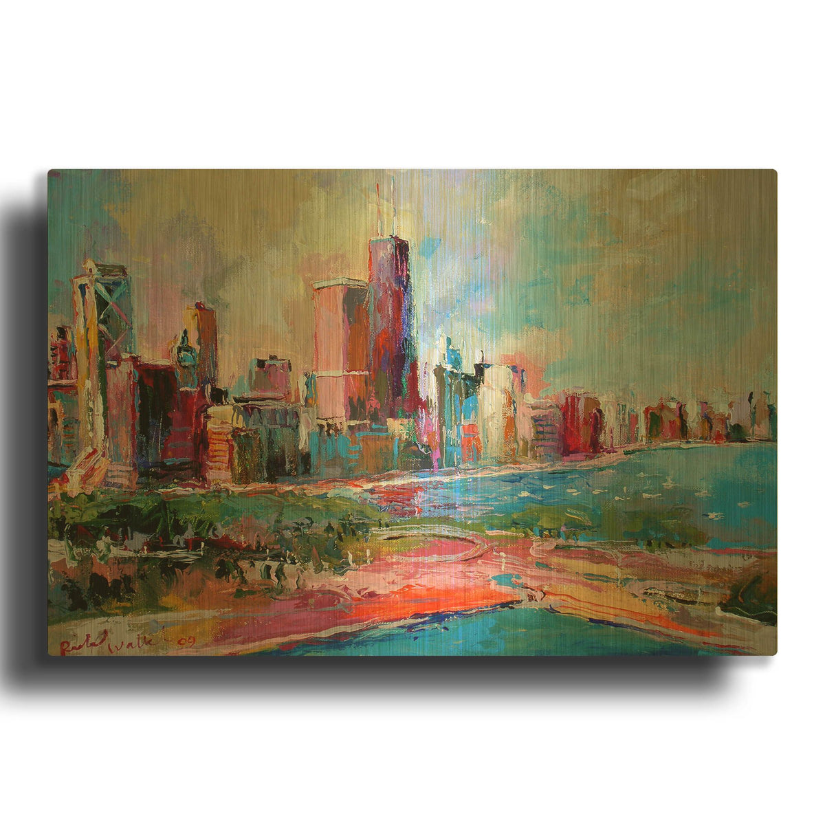'Cityscape' By Richard Wallich Gold Metal Wall Art