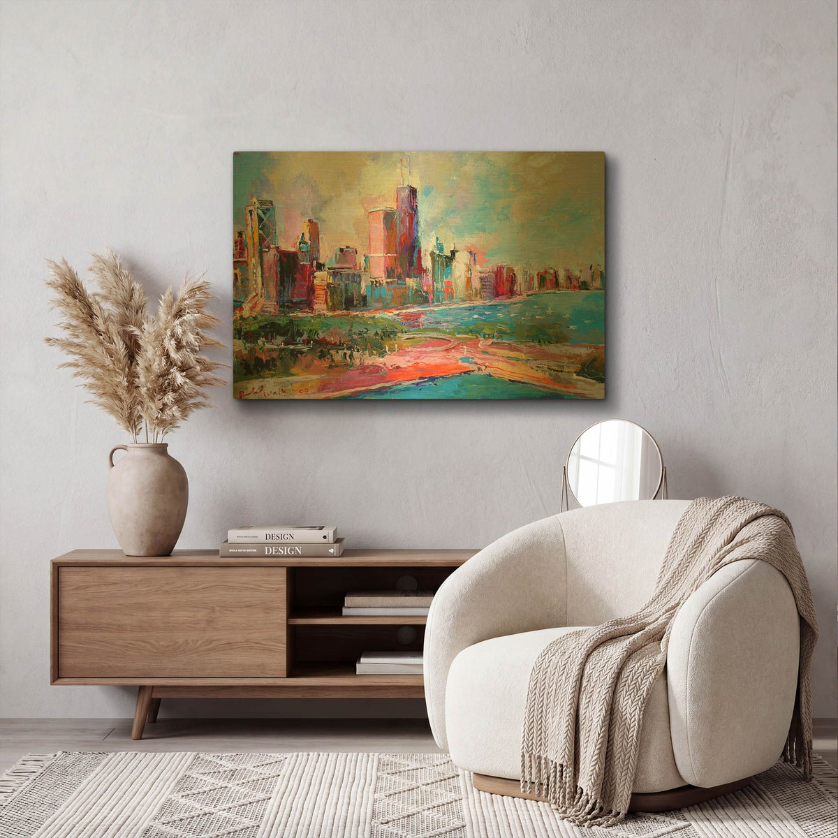 'Cityscape' By Richard Wallich Gold Metal Wall Art