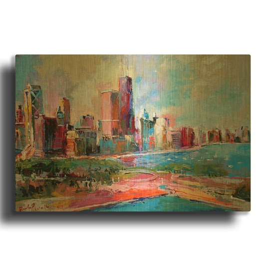'Cityscape' By Richard Wallich Gold Metal Wall Art