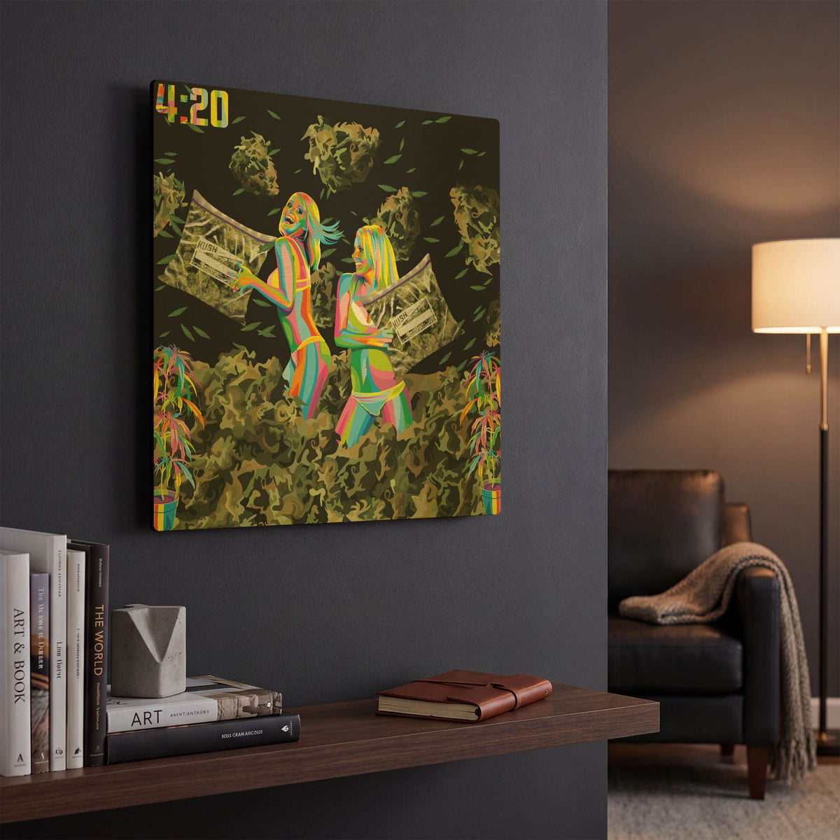 'Pillow Fight' By Bob Weer Gold Metal Wall Art