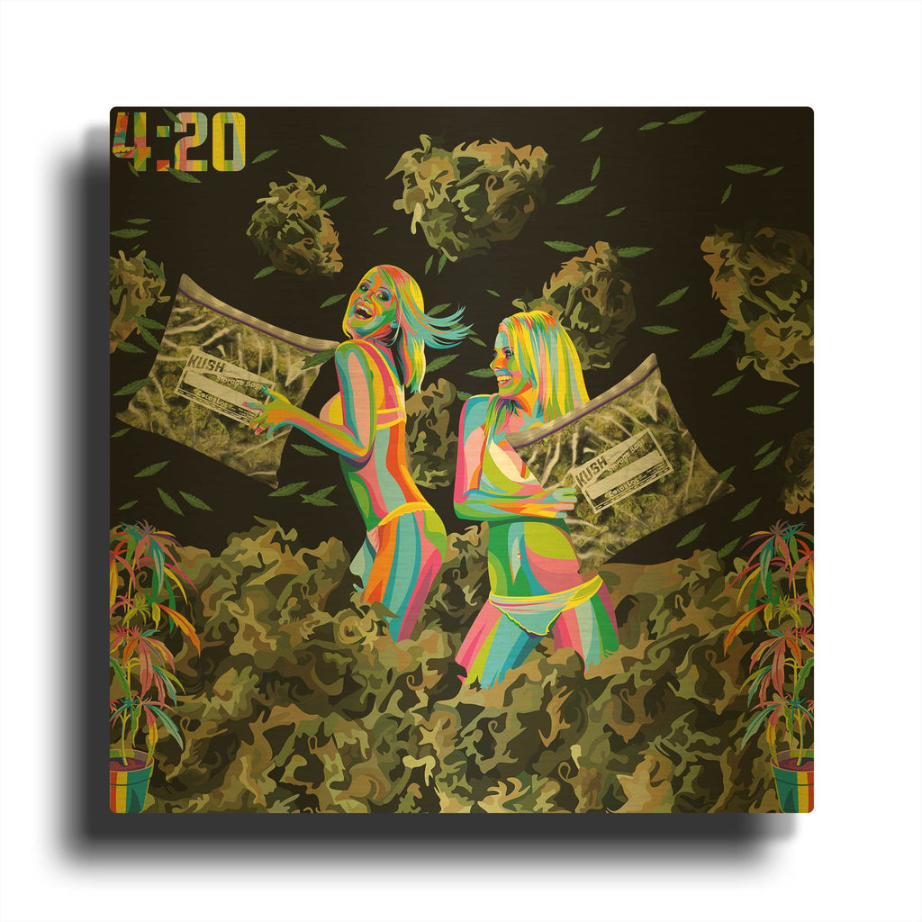 'Pillow Fight' By Bob Weer Gold Metal Wall Art