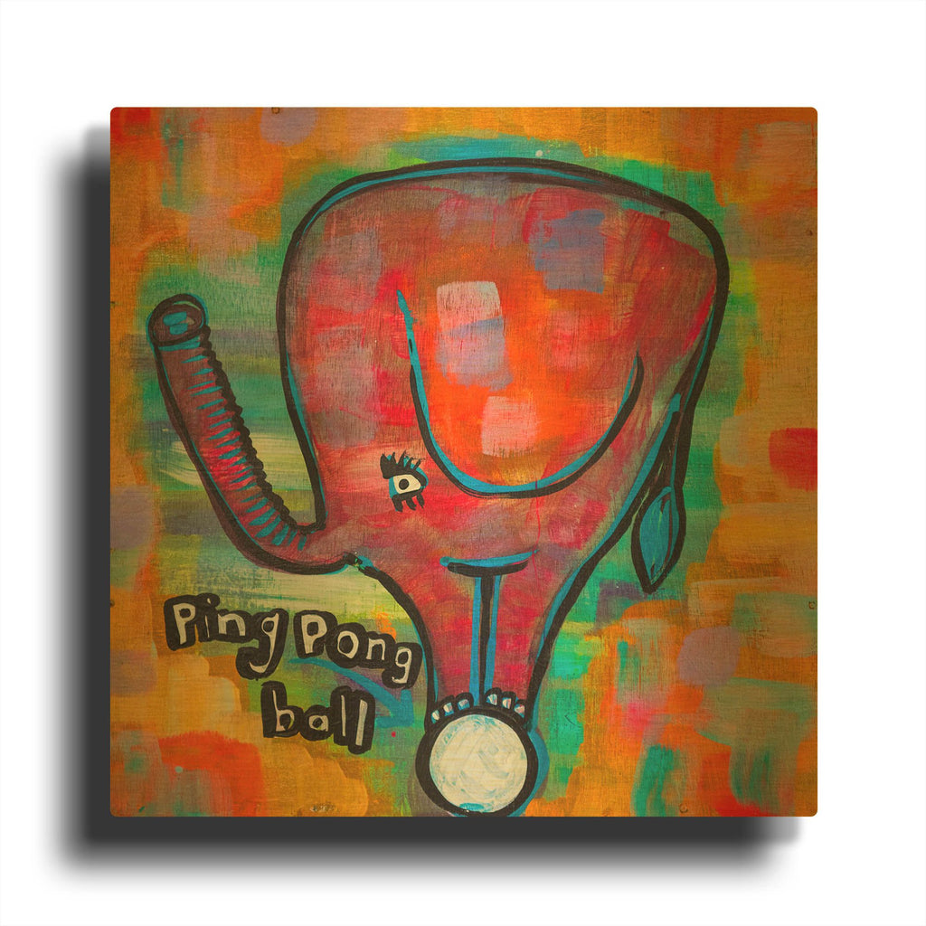 '4331 Elephant Ping Pong Ball' By Zwart Gold Metal Wall Art