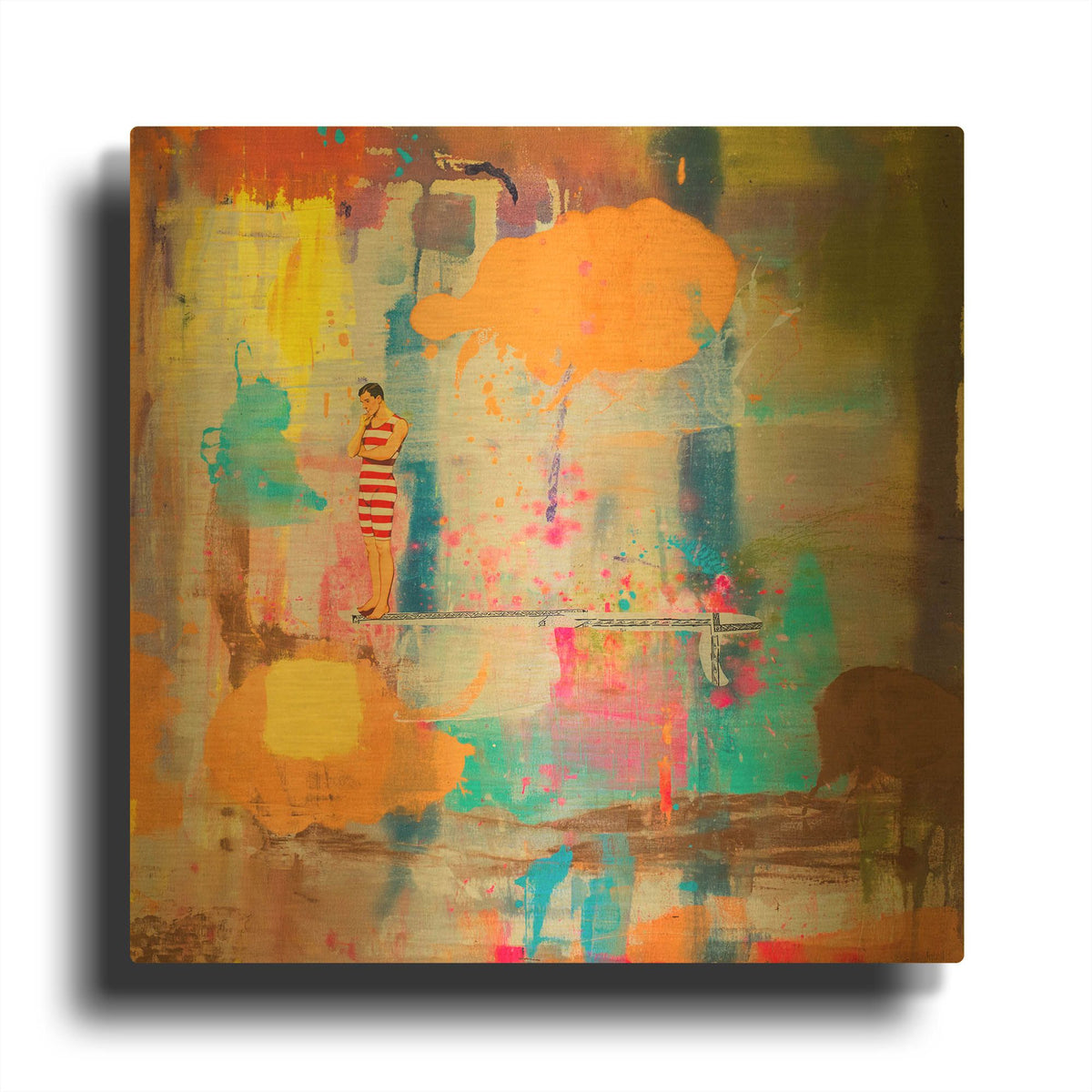 '1101 Thinking Surfer Knows Nose' By Zwart Gold Metal Wall Art