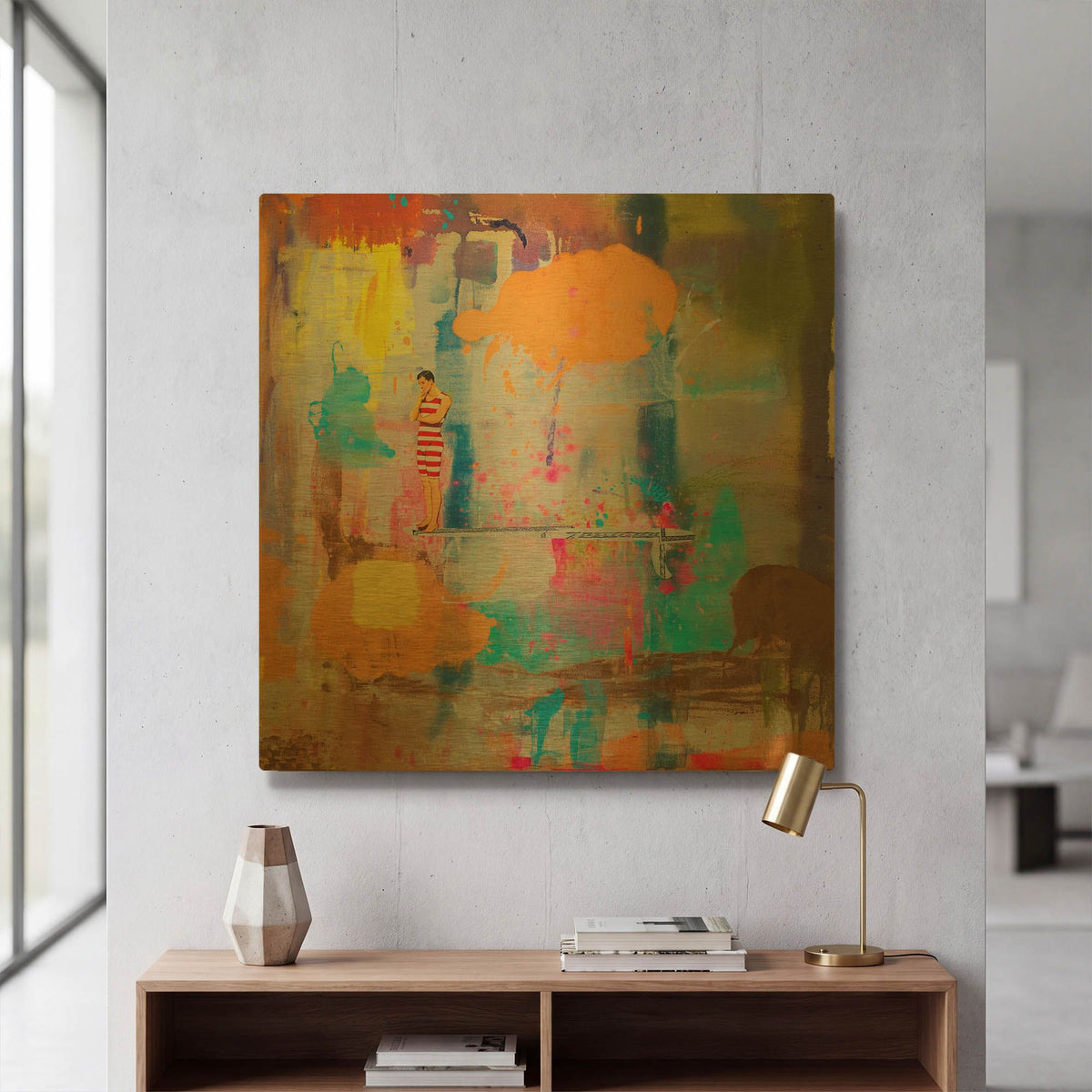 '1101 Thinking Surfer Knows Nose' By Zwart Gold Metal Wall Art