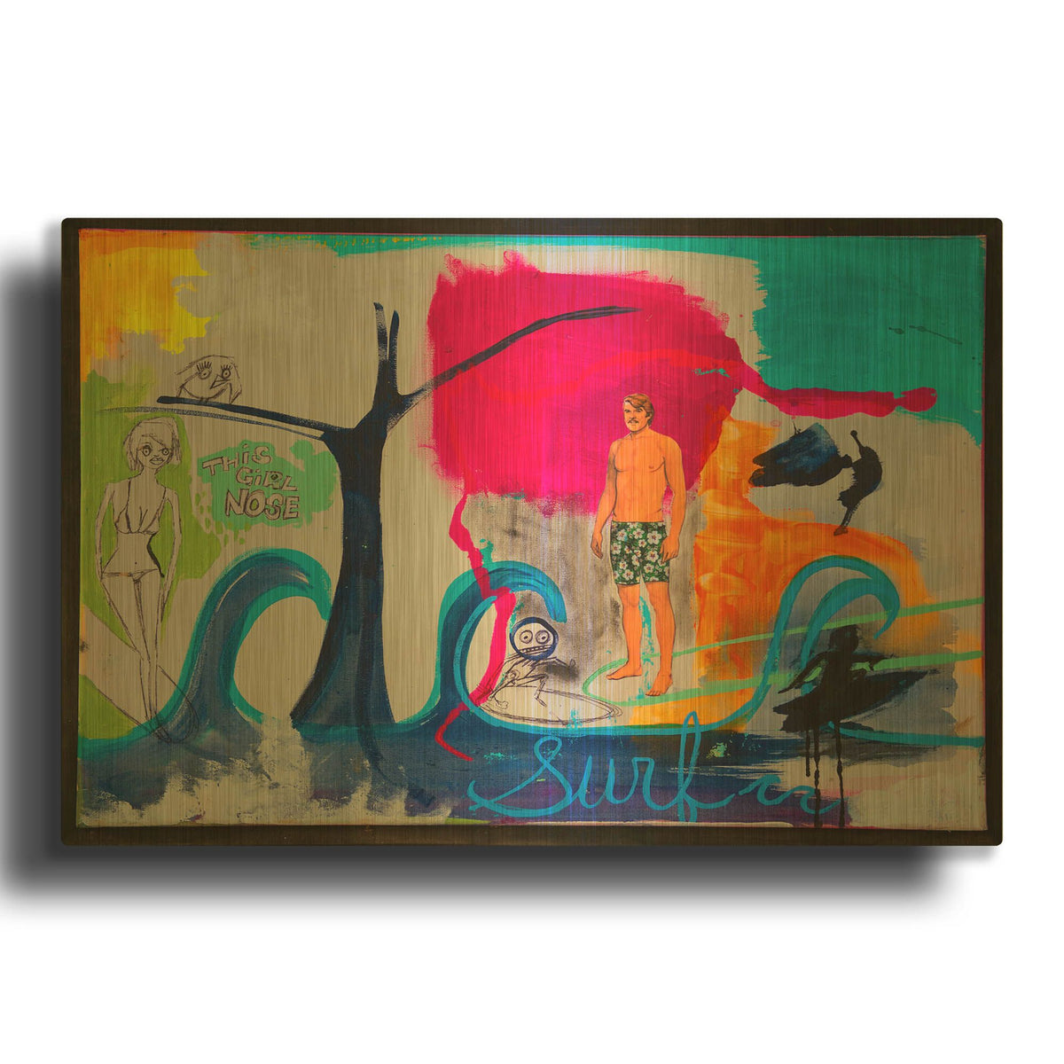 '1111 Dougie Digs Through' By Zwart Gold Metal Wall Art