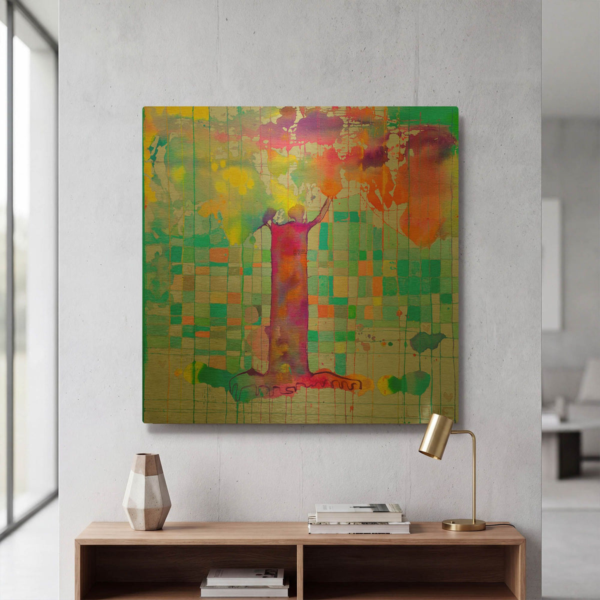 'Tree Map Grid' By Zwart Gold Metal Wall Art