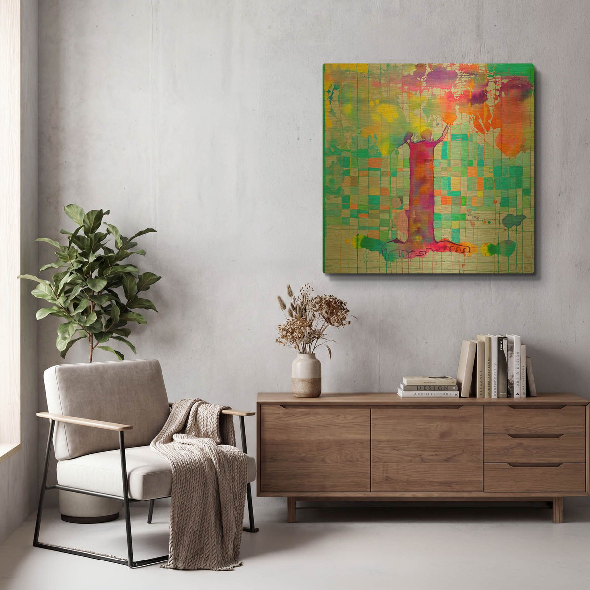 'Tree Map Grid' By Zwart Gold Metal Wall Art
