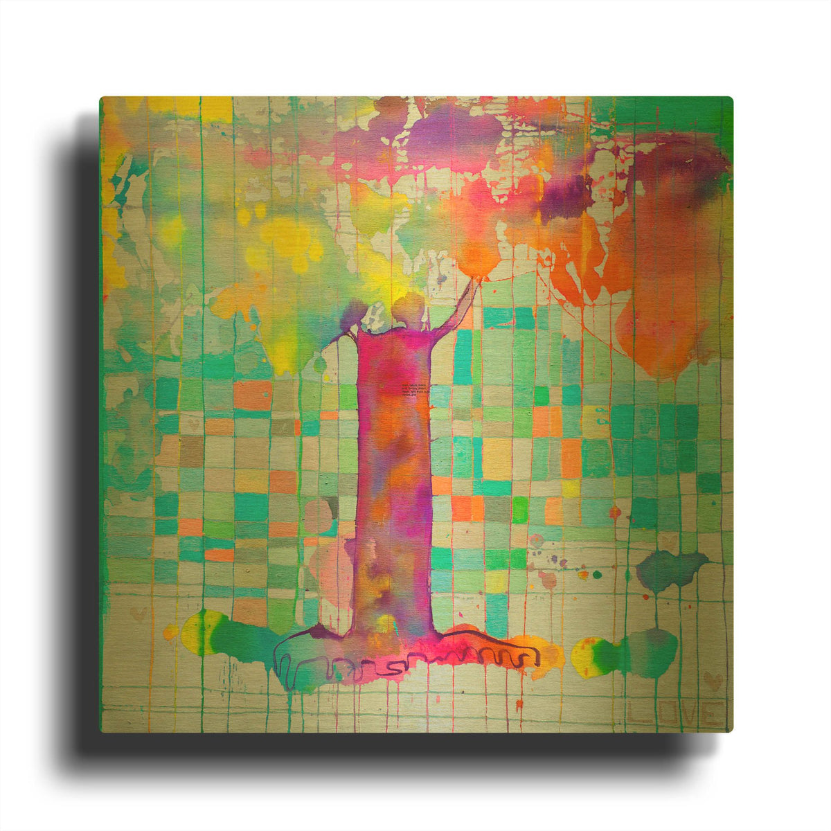 'Tree Map Grid' By Zwart Gold Metal Wall Art