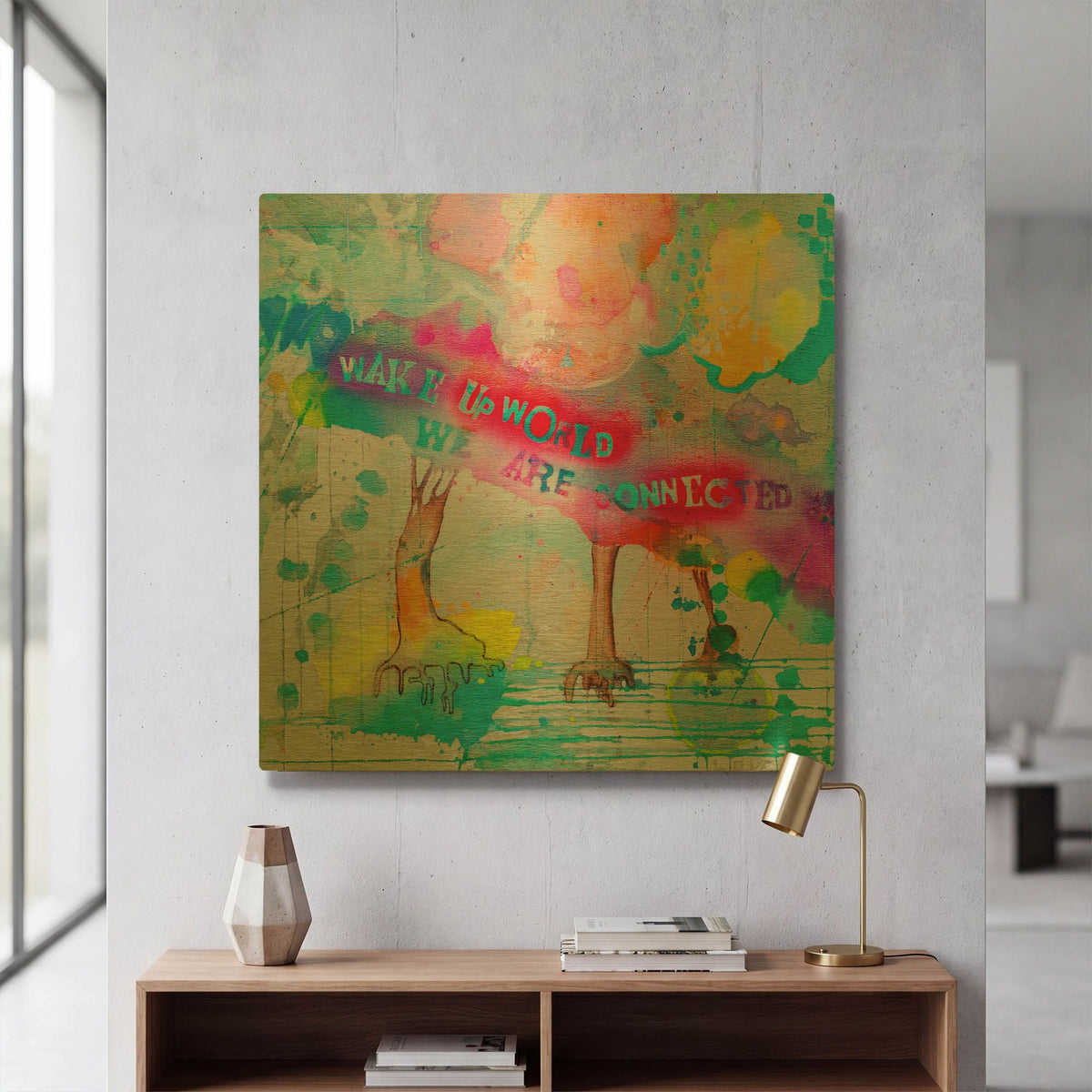 'Wake Up World' By Zwart Gold Metal Wall Art