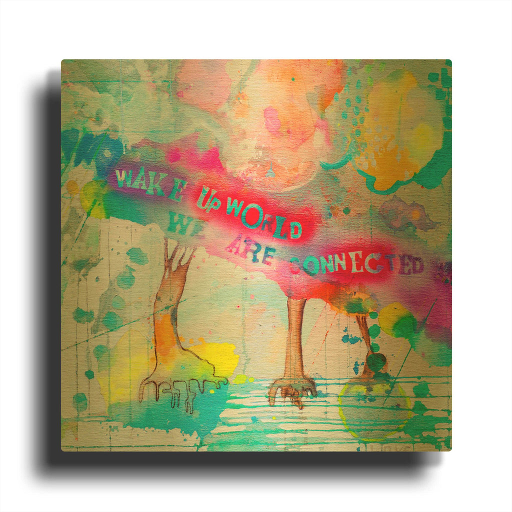 'Wake Up World' By Zwart Gold Metal Wall Art