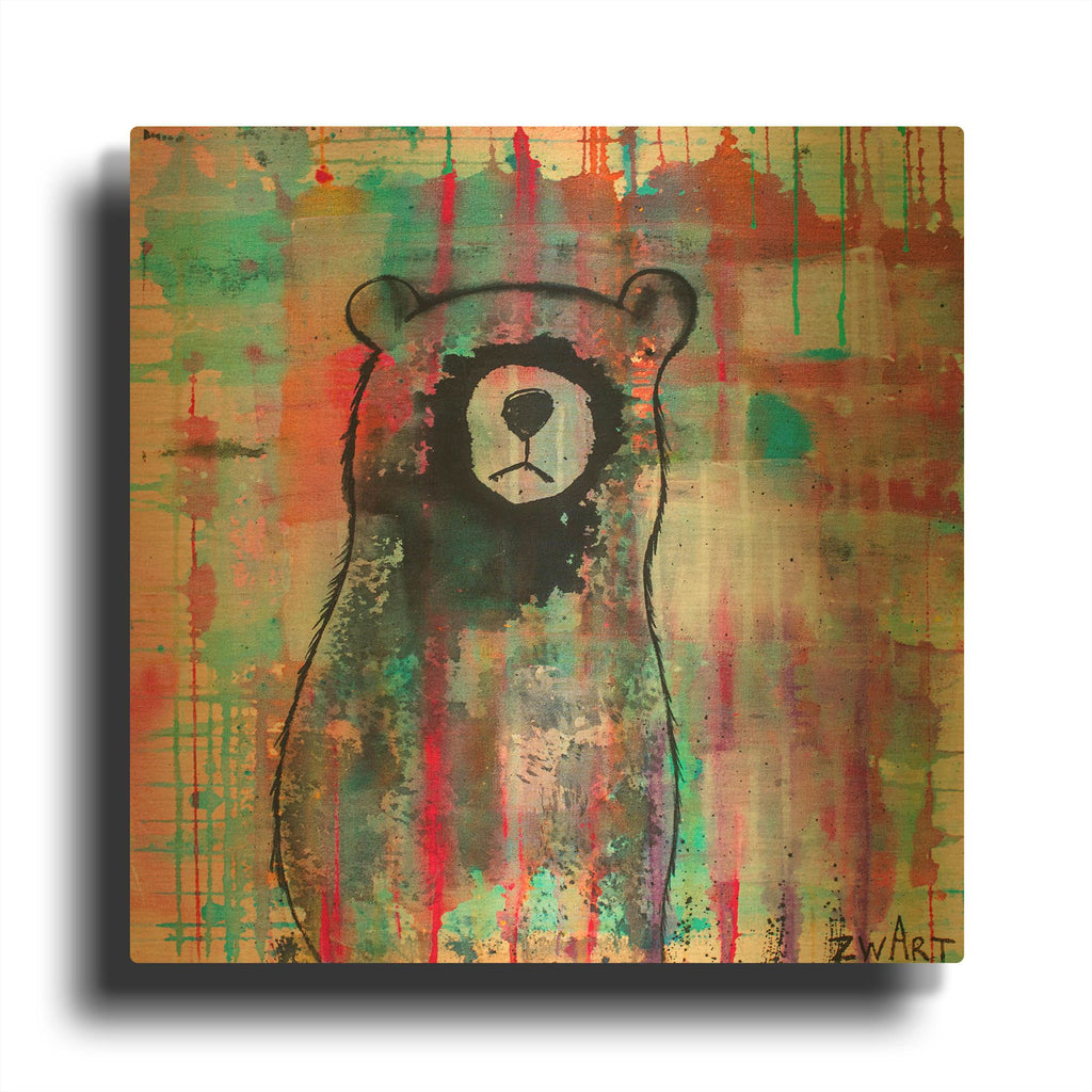 'Bear Meditates' By Zwart Gold Metal Wall Art