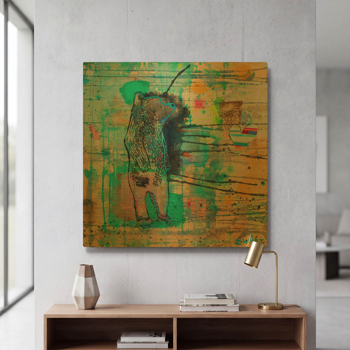 'Bear Soul Divided' By Zwart Gold Metal Wall Art