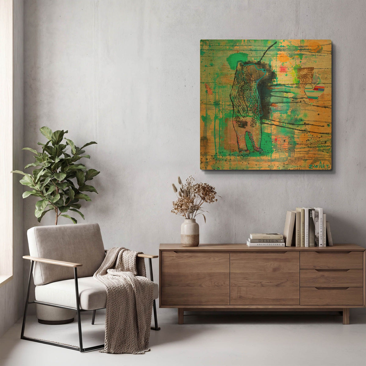 'Bear Soul Divided' By Zwart Gold Metal Wall Art