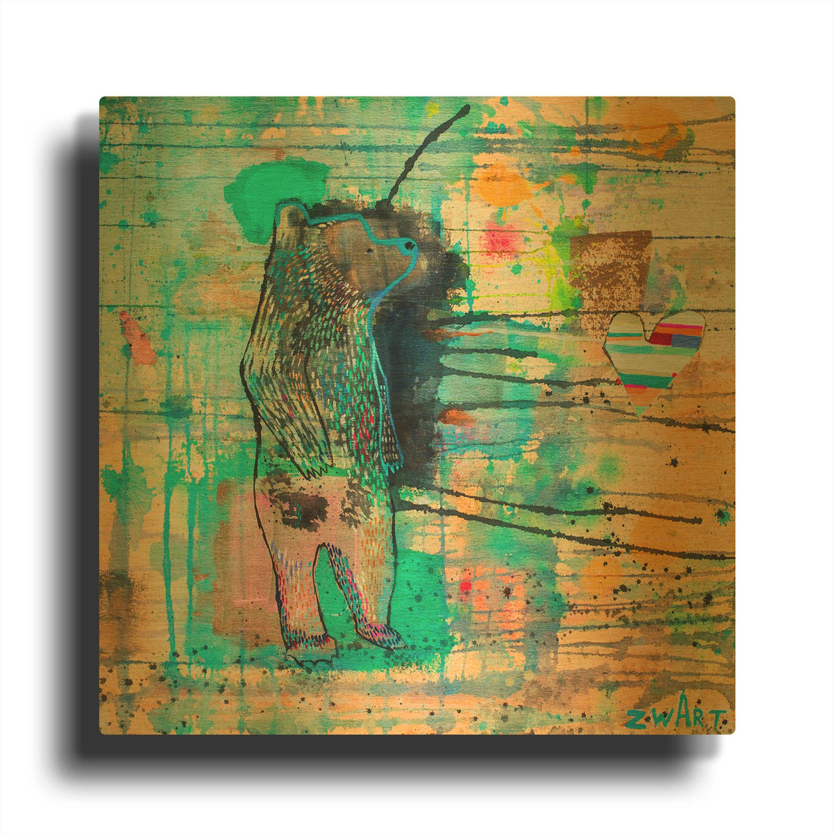 'Bear Soul Divided' By Zwart Gold Metal Wall Art