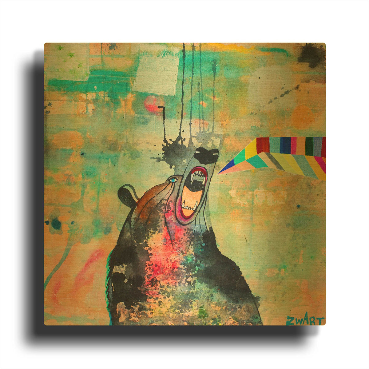 'Bear Spirit Scream' By Zwart Gold Metal Wall Art