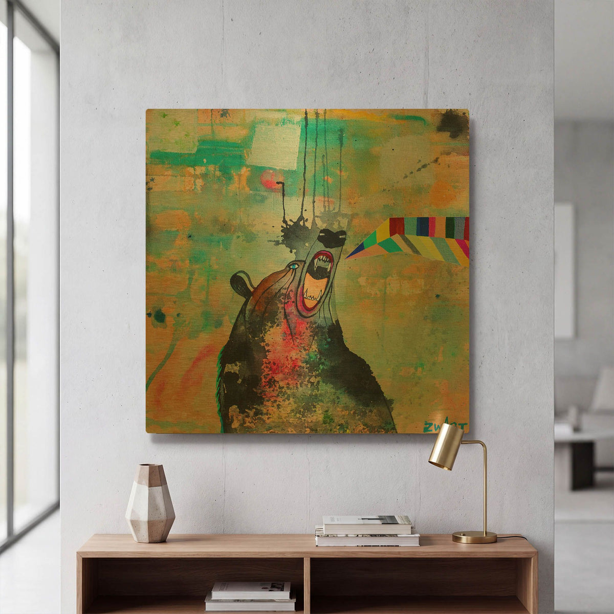'Bear Spirit Scream' By Zwart Gold Metal Wall Art