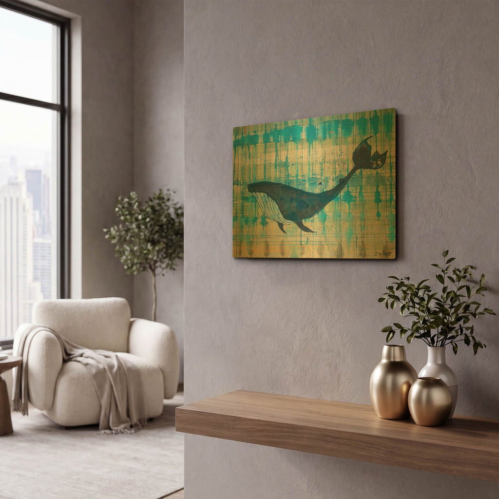 'Black Whale' By Zwart Gold Metal Wall Art