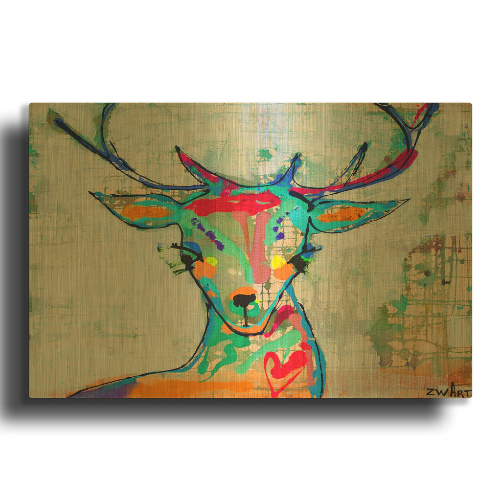 'Deer Mist' By Zwart Gold Metal Wall Art