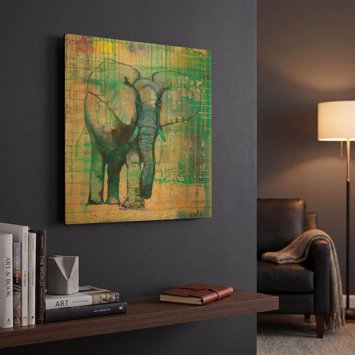 'Elephant In Charge' By Zwart Gold Metal Wall Art