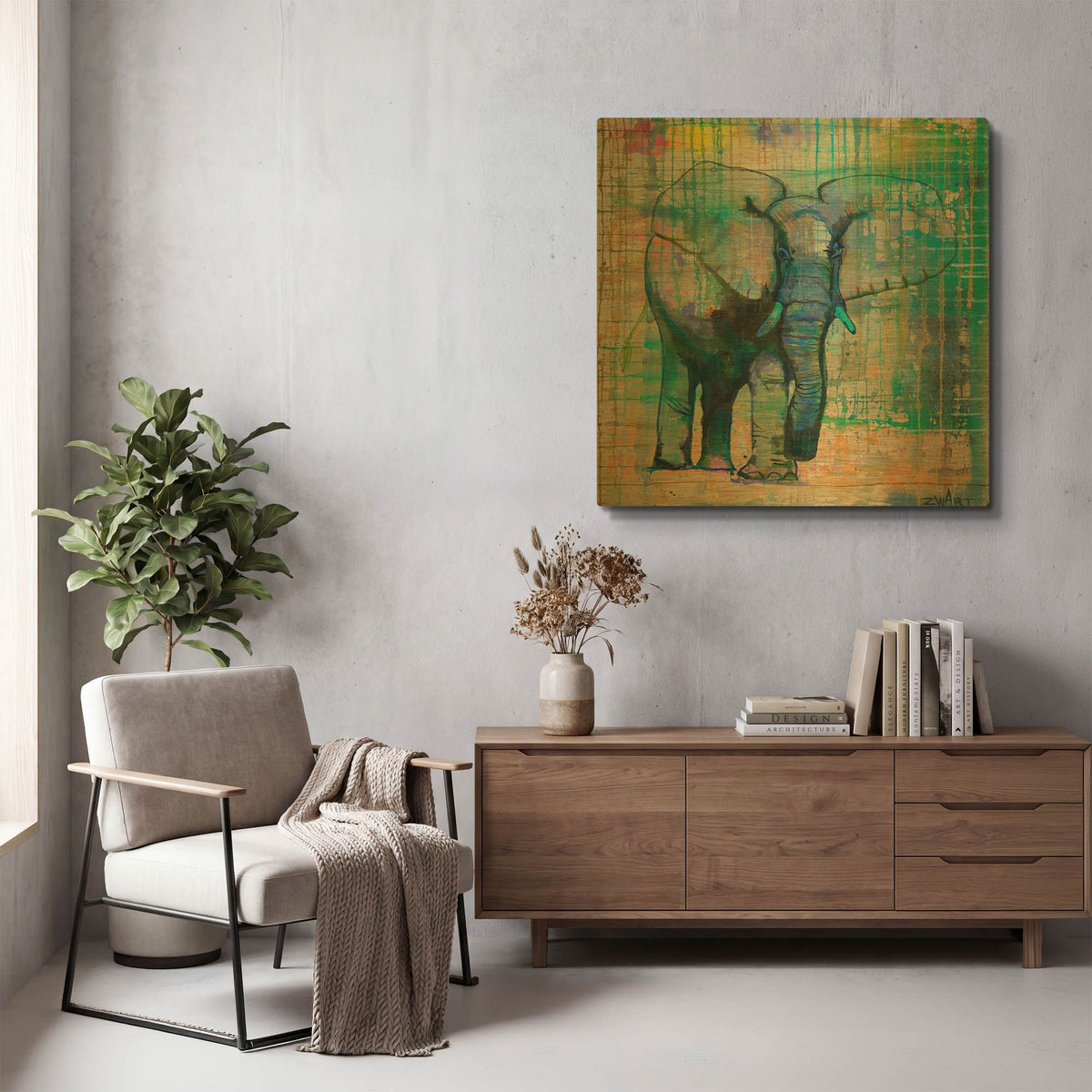 'Elephant In Charge' By Zwart Gold Metal Wall Art