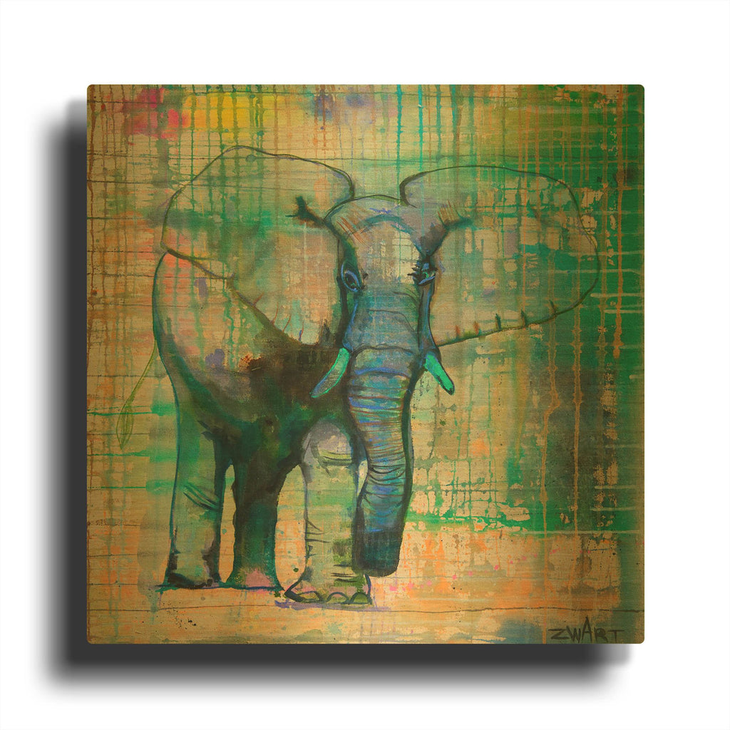 'Elephant In Charge' By Zwart Gold Metal Wall Art