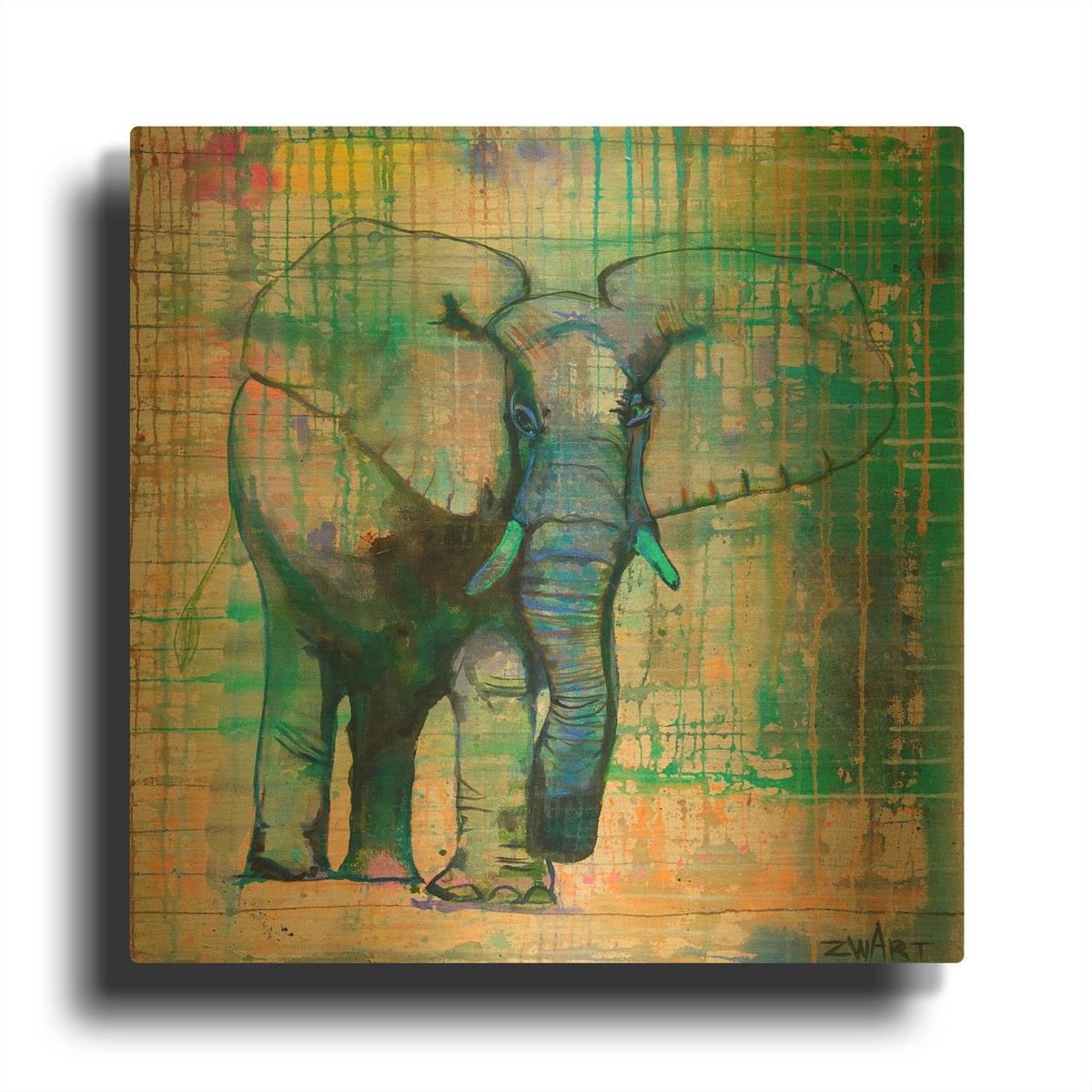 'Elephant In Charge' By Zwart Gold Metal Wall Art