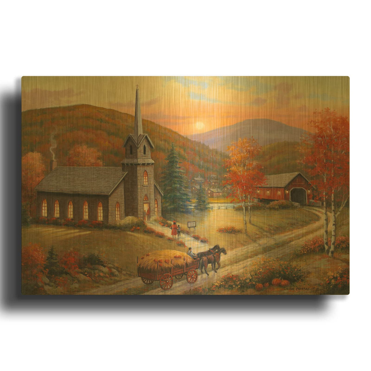'Autumn In Vermont' By John Zaccheo Gold Metal Wall Art