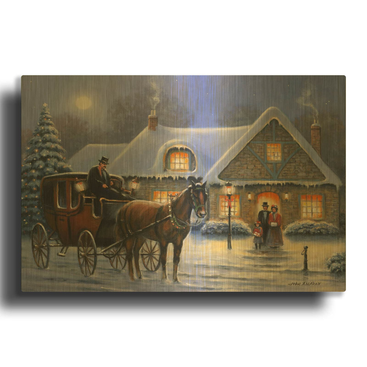 'Christmas Eve' By John Zaccheo Gold Metal Wall Art