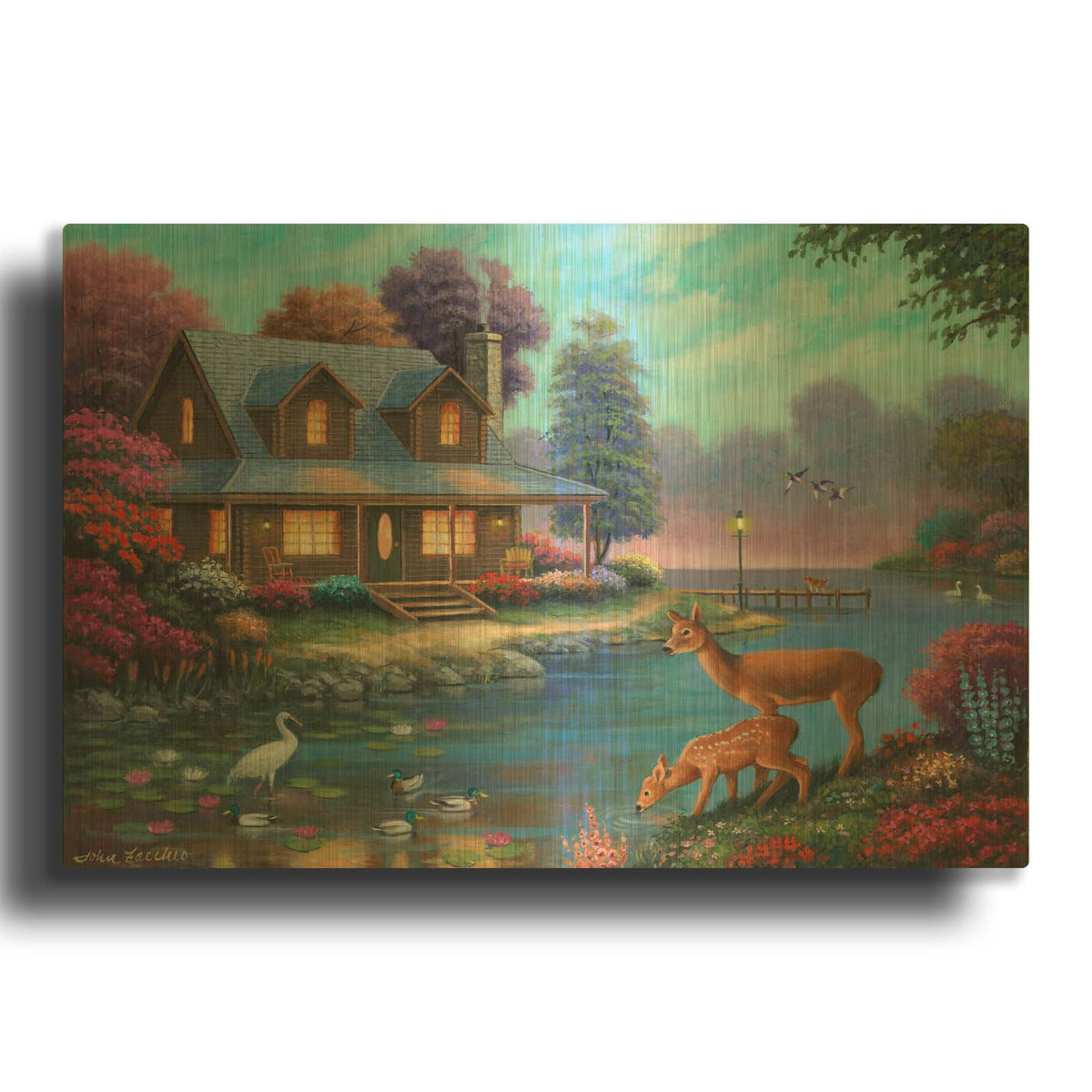 'Comfy Cozy Cottage' By John Zaccheo Gold Metal Wall Art