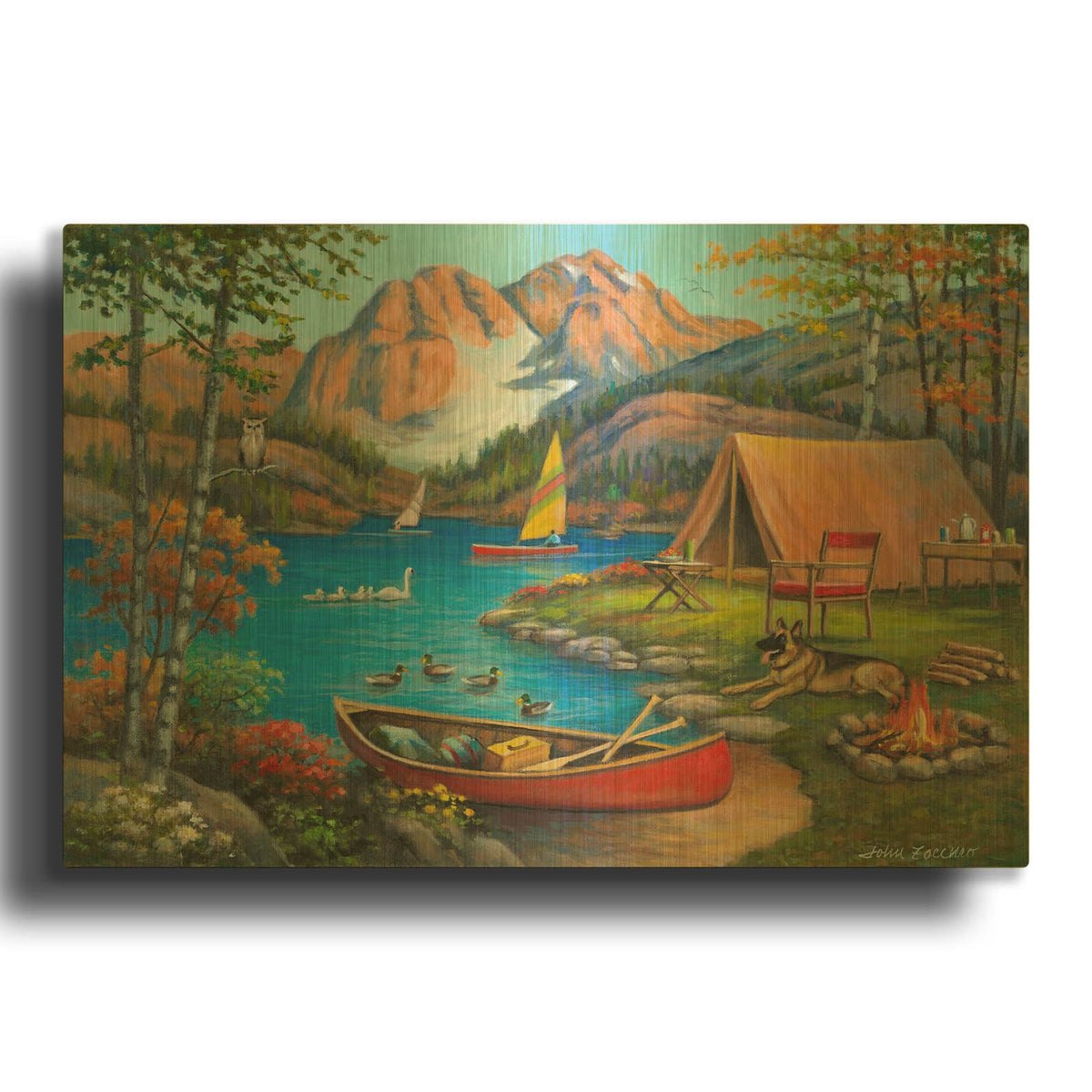 'Picturesque Campsite' By John Zaccheo Gold Metal Wall Art