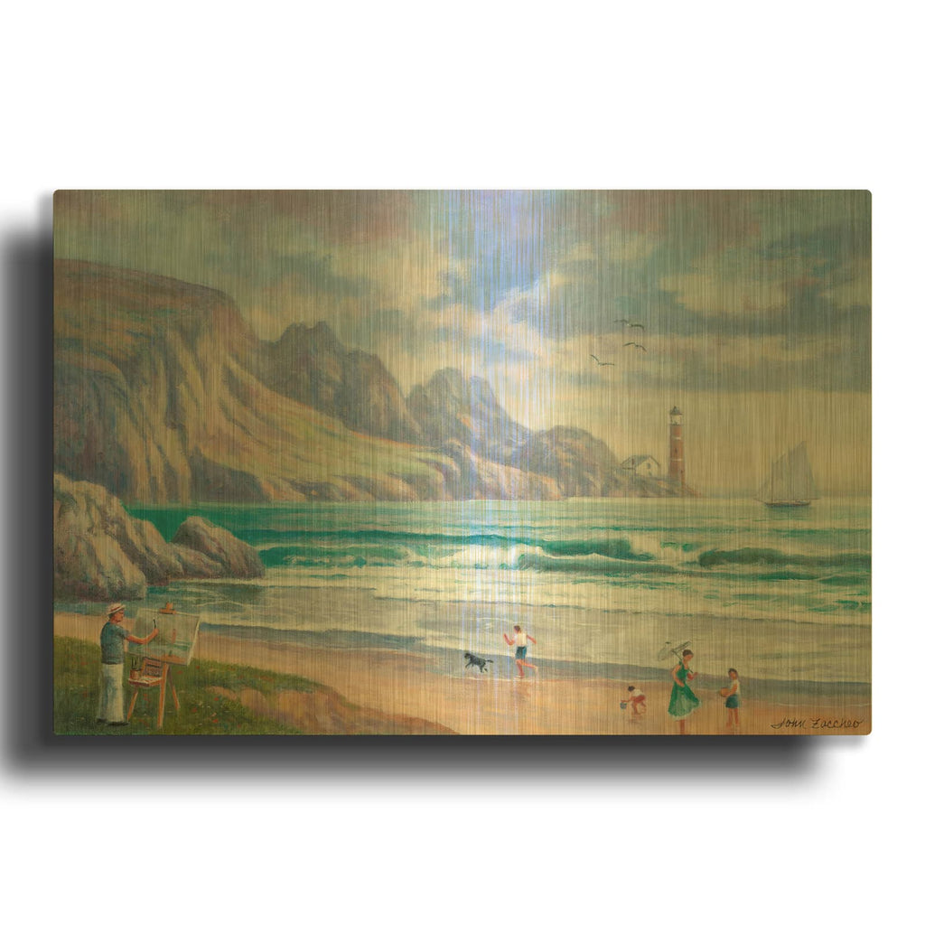 'Painting By the Seaside' By John Zaccheo Gold Metal Wall Art