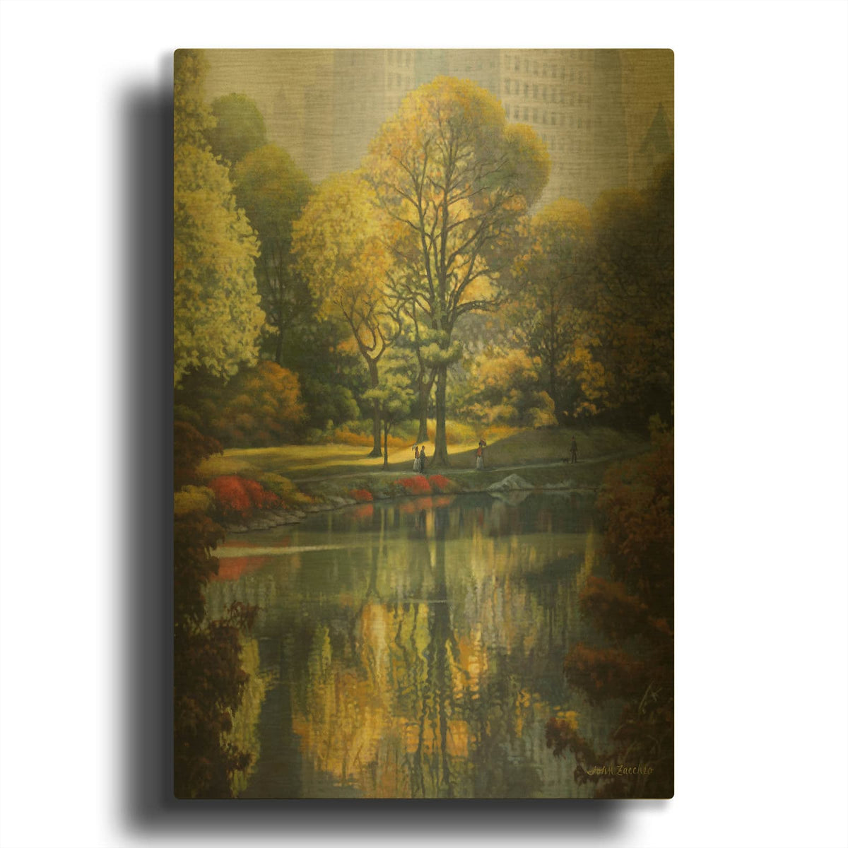 'Reflection Of The Park' By John Zaccheo Gold Metal Wall Art