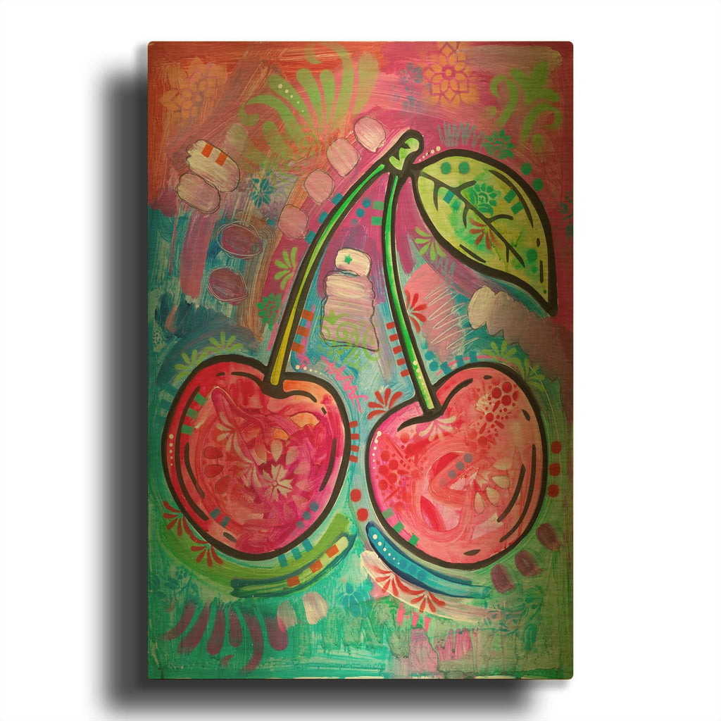 'Cherry Time' By Dean Russo Gold Metal Wall Art