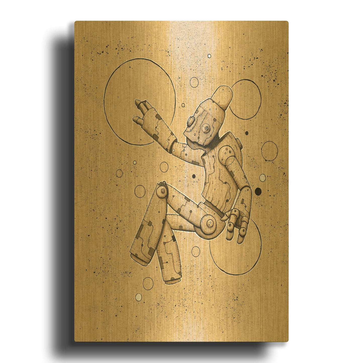 'Floatbot 1.0' By Craig Snodgrass Gold Metal Wall Art