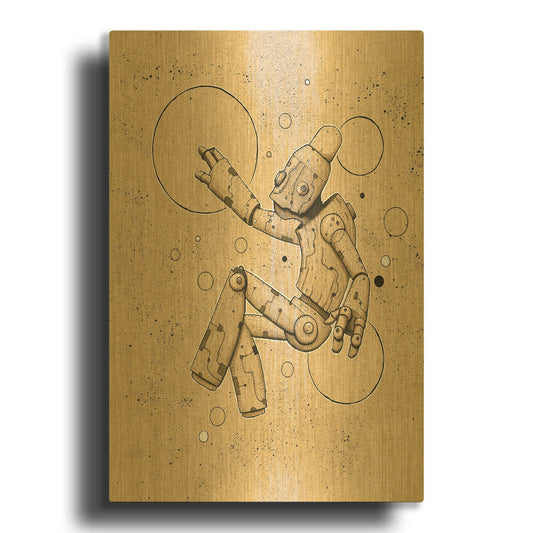 'Floatbot 1.0' By Craig Snodgrass Gold Metal Wall Art