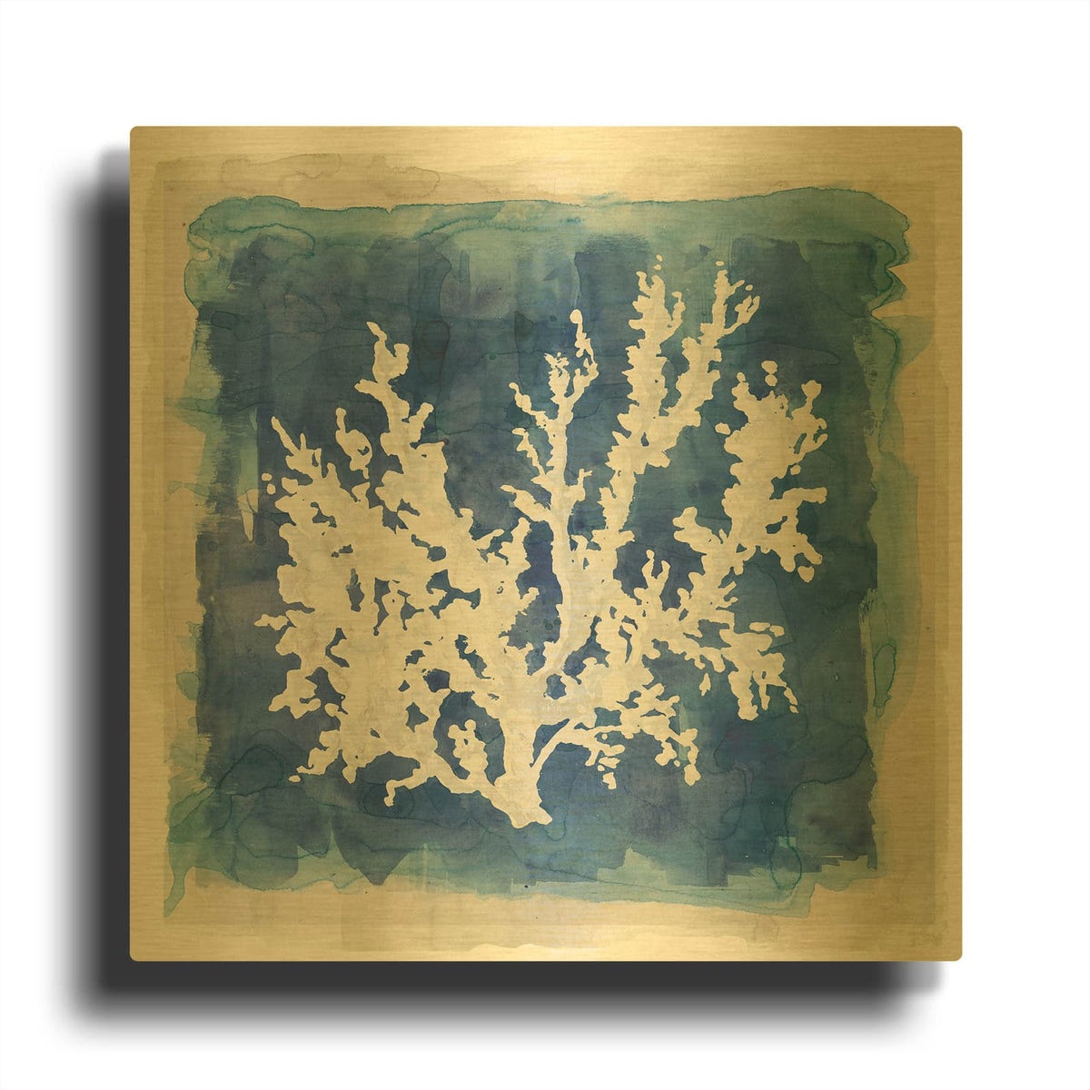 'Coastal Washes Coral II' By Carol Robinson Gold Metal Wall Art