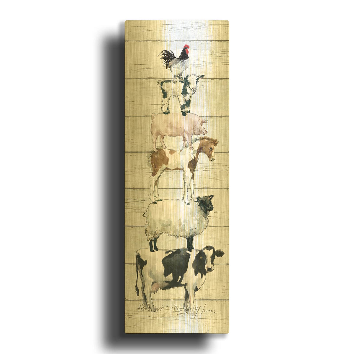 'Farm Stack' By Carol Robinson Gold Metal Wall Art