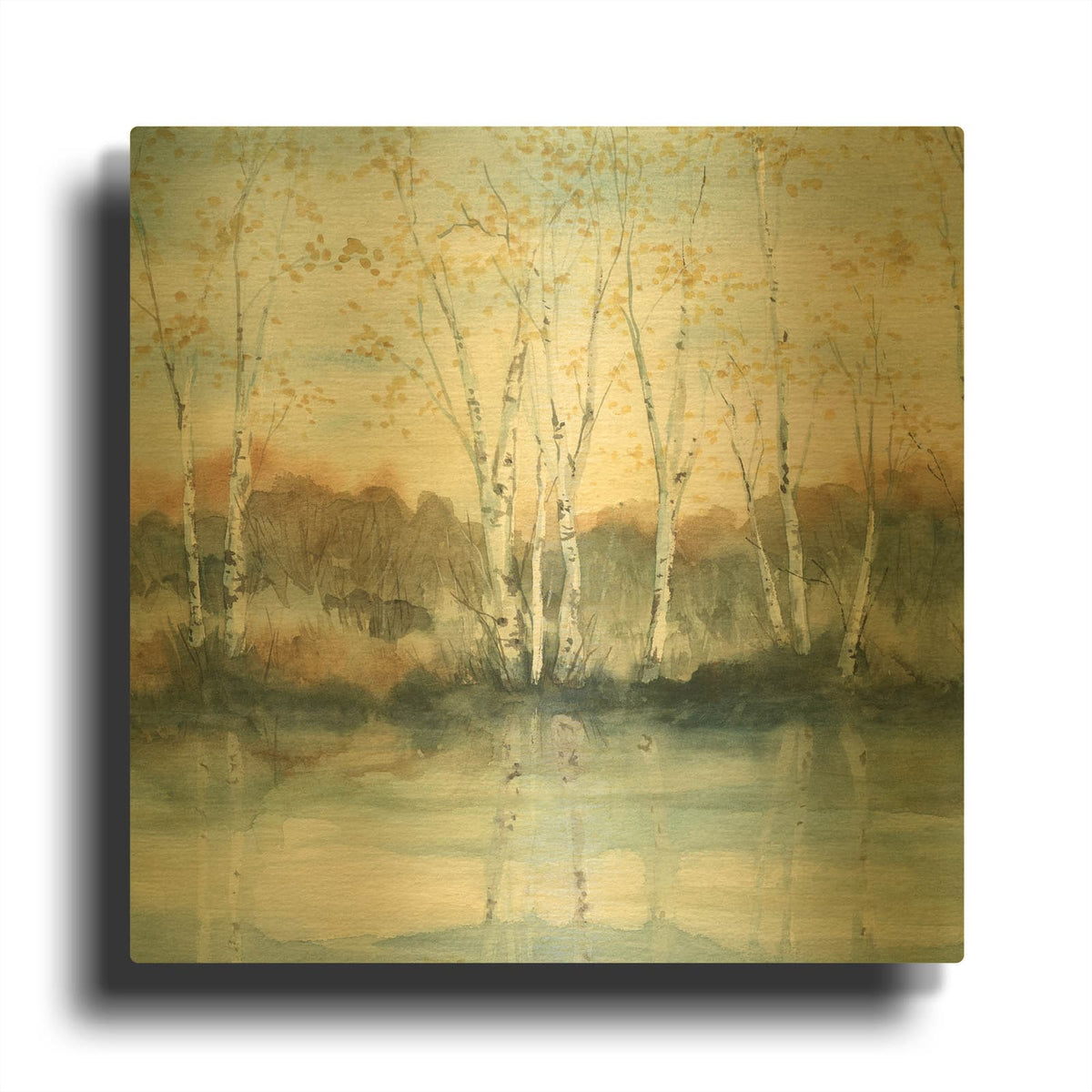 'Birch Riverbank' By Carol Robinson Gold Metal Wall Art