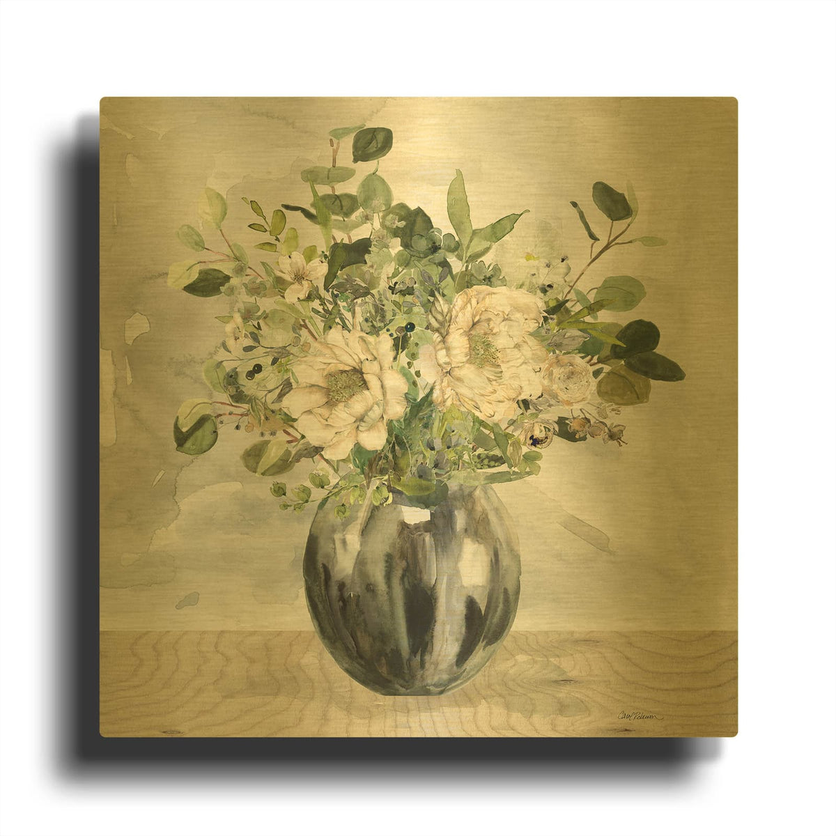 'Sophisticated Floral' By Carol Robinson Gold Metal Wall Art