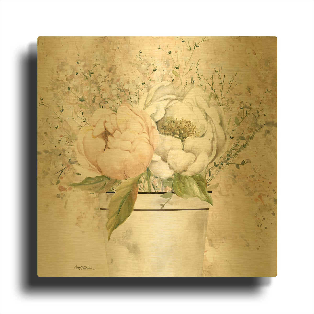 'Charming Bouquet I' By Carol Robinson Gold Metal Wall Art